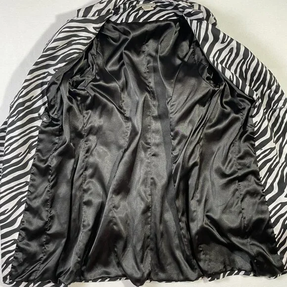 Vertigo Paris Zebra Print Trench Black White Cotton Stretch Size M - Picture 5 of 15